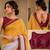mustard yellow chanderi cotton plain printed ready to wear saree