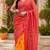 red & yellow chanderi cotton bandhani printed pre draped saree