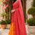 red & yellow chanderi cotton bandhani printed pre draped saree