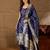 Floral printed silk blend round neck kurta trouser & dupatta set
