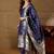 Floral printed silk blend round neck kurta trouser & dupatta set