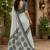 grey & black chanderi cotton geomatric & ethnic motifs printed pre draped saree