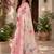 cream & pink chanderi cotton floral printed ready made saree