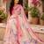 cream & pink chanderi cotton floral printed ready made saree