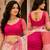 cream & pink chanderi cotton floral printed ready made saree