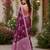 wine chanderi cotton floral printed pre-stitched saree