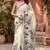 off white chanderi cotton floral printed ready to wear saree