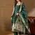 Floral printed silk blend round neck kurta trouser & dupatta set