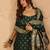 Floral printed silk blend round neck kurta trouser & dupatta set
