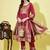 Floral printed silk blend round neck kurta trouser & dupatta set