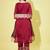 Floral printed silk blend round neck kurta trouser & dupatta set