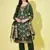 Floral printed silk blend round neck kurta trouser & dupatta set