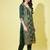Floral printed silk blend round neck kurta trouser & dupatta set