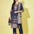 Floral printed silk blend round neck kurta trouser & dupatta set