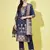 Floral printed silk blend round neck kurta trouser & dupatta set