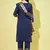Floral printed silk blend round neck kurta trouser & dupatta set