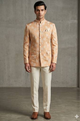 Pitch color floral jodhpuri for men | premium designer bandhgala ethnic wear