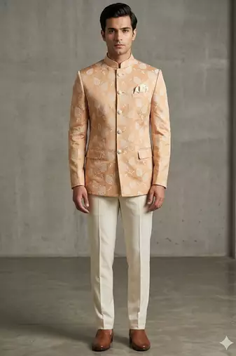 Pitch color floral jodhpuri for men | premium designer bandhgala ethnic wear