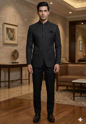 Black color partywear jodhpuri for men | premium designer bandhgala ethnic wear 1