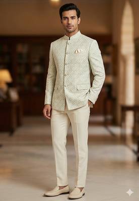 Pastel pista color jodhpuri for men | premium designer bandhgala ethnic wear 1