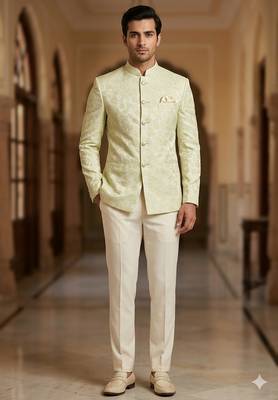 Pastel pista floral jodhpuri for men | premium designer bandhgala ethnic wear 1