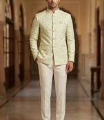 Pastel pista floral jodhpuri for men | premium designer bandhgala ethnic wear