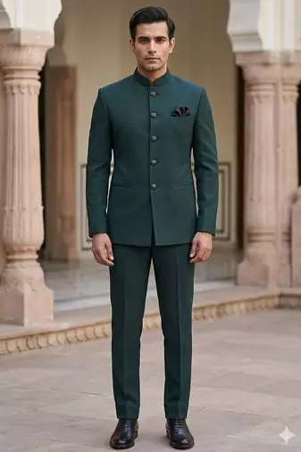 Bottle green color  plain knitted jodhpuri for men | premium designer bandhgala ethnic wear