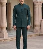 Bottle green color  plain knitted jodhpuri for men | premium designer bandhgala ethnic wear