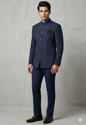 Navy blue jodhpuri for men 1