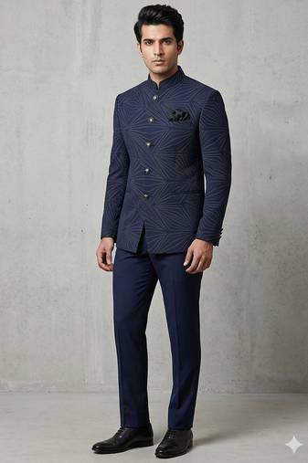 Navy blue jodhpuri for men | premium designer bandhgala ethnic wear