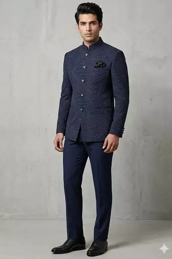 Navy blue jodhpuri for men | premium designer bandhgala ethnic wear