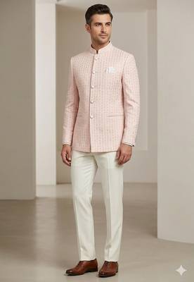 Light pink jodhpuri for men | premium designer bandhgala ethnic wear 1