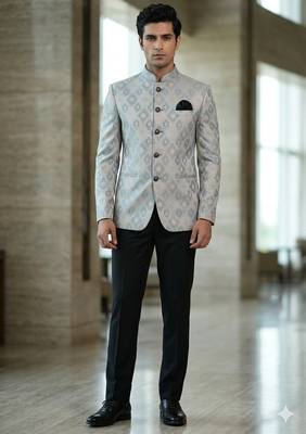 Grey color smart jodhpuri for men | premium designer bandhgala ethnic wear 1