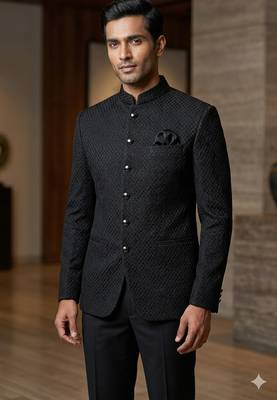 Black color weaving jodhpuri for men | premium designer bandhgala ethnic wear 2