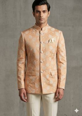 Pitch color floral jodhpuri for men | premium designer bandhgala ethnic wear 2