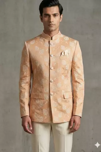 Pitch color floral jodhpuri for men | premium designer bandhgala ethnic wear
