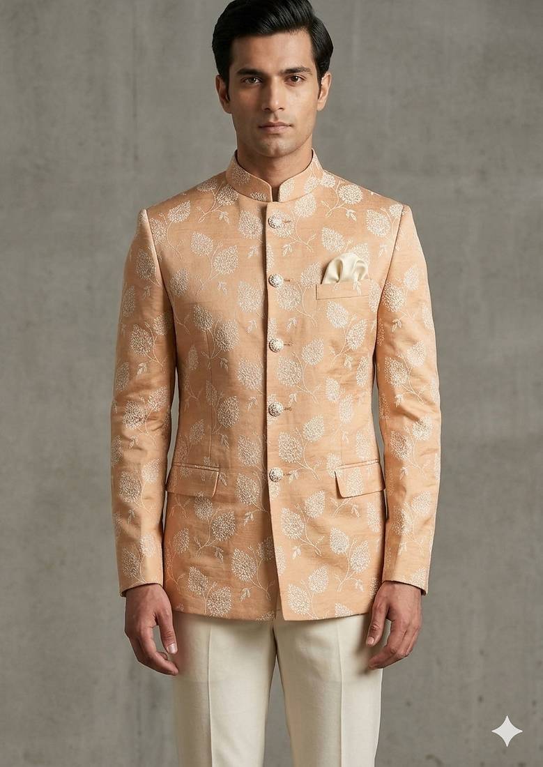 Pitch color floral jodhpuri for men | premium designer bandhgala ethnic wear