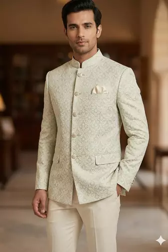 Pastel pista color jodhpuri for men | premium designer bandhgala ethnic wear