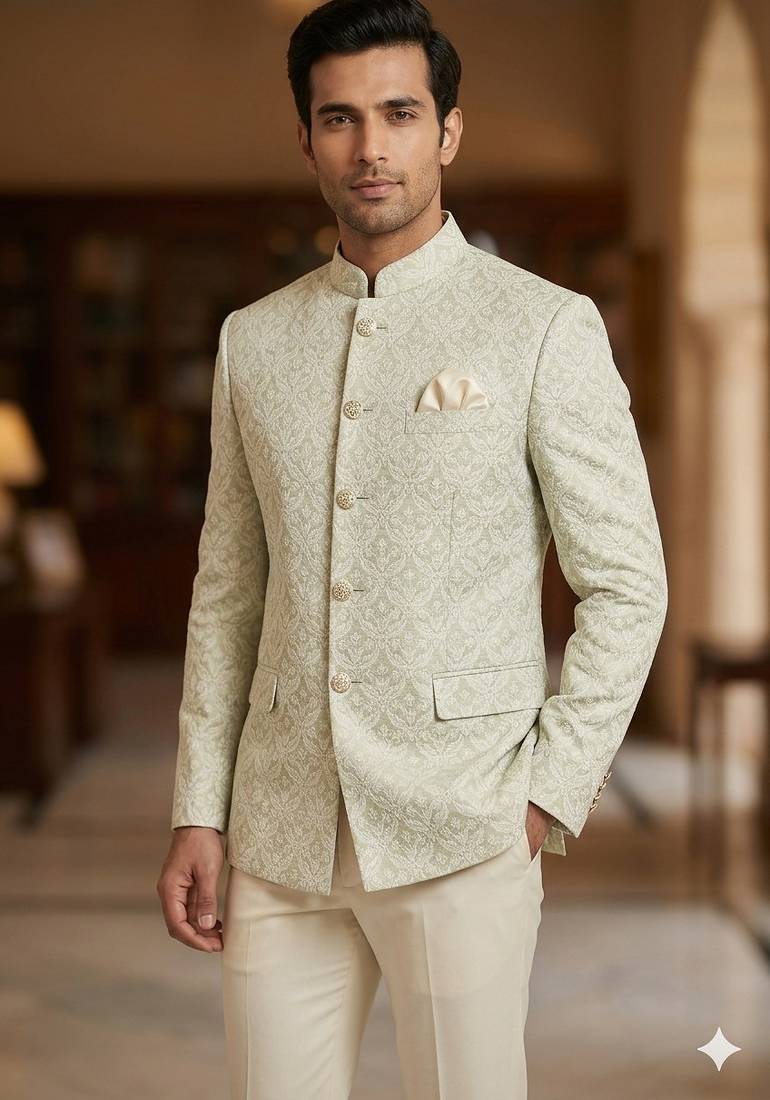 Pastel pista color jodhpuri for men | premium designer bandhgala ethnic wear