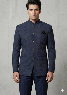 Navy blue jodhpuri for men 2