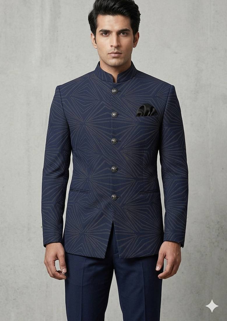 Navy blue jodhpuri for men | premium designer bandhgala ethnic wear