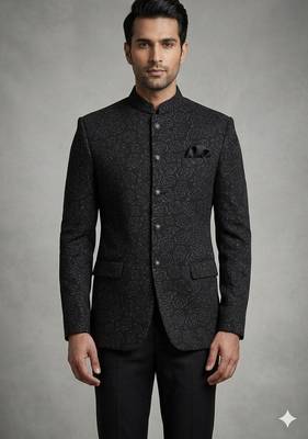 Black color imported flower jodhpuri for men | premium designer bandhgala ethnic wear 2
