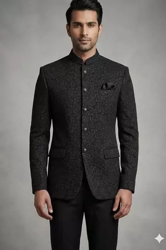 Black color imported flower jodhpuri for men | premium designer bandhgala ethnic wear