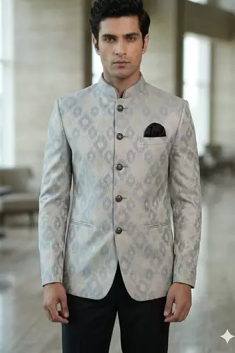Grey color smart jodhpuri for men | premium designer bandhgala ethnic wear