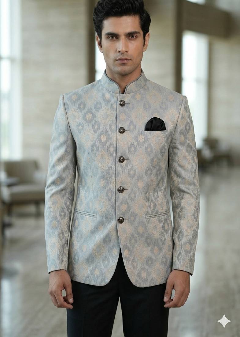 Grey color smart jodhpuri for men | premium designer bandhgala ethnic wear