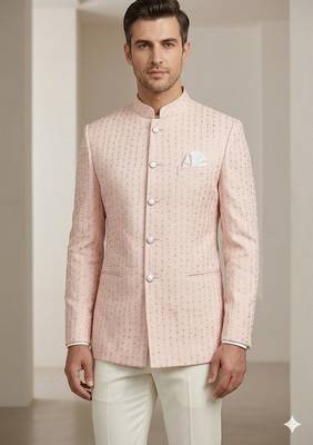 Light pink jodhpuri for men | premium designer bandhgala ethnic wear 2