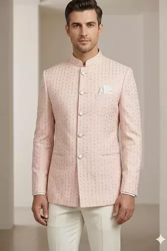 Light pink jodhpuri for men | premium designer bandhgala ethnic wear