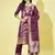Floral printed silk blend round neck kurta trouser & dupatta set