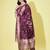 Floral printed silk blend round neck kurta trouser & dupatta set