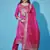 Floral printed silk blend round neck kurta trouser & dupatta set